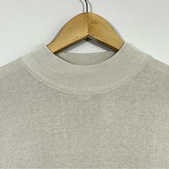 Pronto Uomo Sweater Mock Neck Silk Blend Sz XL Tan Long Sleeve Pullover - Picture 4 of 9